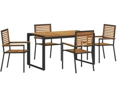 Sodo valgomojo komplektas 5 pcs Juoda ir Ruda poliratanas