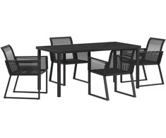 Lauko baldų komplektas Sodo valgomojo komplektas 5 pcs Juoda