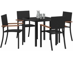 Lauko baldų komplektas Sodo valgomojo komplektas 5 pcs Juoda