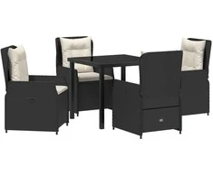 Lauko baldų komplektas Sodo valgomojo komplektas 5 pcs Juoda poliratanas