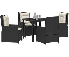 Lauko baldų komplektas Sodo valgomojo komplektas 5 pcs Juoda poliratanas