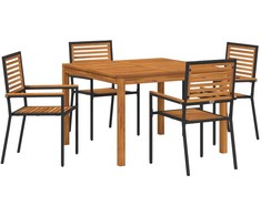 Lauko baldų komplektas Sodo valgomojo komplektas 5 pcs Juoda Kietos akacijos mediena