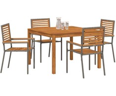 Lauko baldų komplektas Sodo valgomojo komplektas 5 pcs Pilka Kietos akacijos mediena