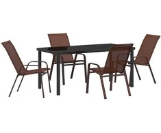 Lauko baldų komplektas Sodo valgomojo komplektas 5 pcs Ruda ir juoda