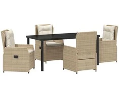 Lauko baldų komplektas Sodo valgomojo komplektas 5 pcs Bežinė ir šviesiai pilka