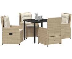 Lauko baldų komplektas Sodo valgomojo komplektas 5 pcs Bežinė ir šviesiai pilka