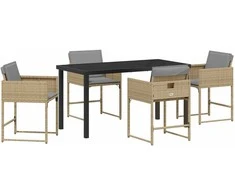 Lauko baldų komplektas Sodo valgomojo komplektas su pagalve 5 pcs Smėlio poliratanas