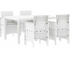 Lauko baldų komplektas Sodo valgomojo komplektas 5 pcs Balta Polt ratanas