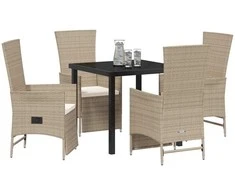Lauko baldų komplektas Sodo valgomojo komplektas su pagalve 5 pcs Smėlio poliratanas