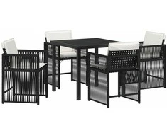 Lauko baldų komplektas Sodo valgomojo komplektas 5 pcs Juoda poliratanas