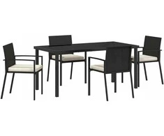 Lauko baldų komplektas Sodo valgomojo komplektas 5 pcs Juoda