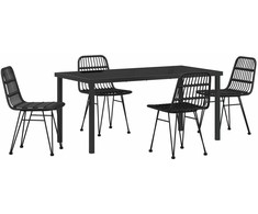 Lauko baldų komplektas Sodo valgomojo komplektas 5 pcs Juoda