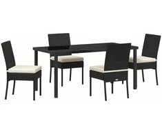 Lauko baldų komplektas Sodo valgomojo komplektas 5 pcs Juoda