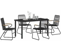 Lauko baldų komplektas Sodo valgomojo komplektas 5 pcs Juoda