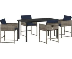 Lauko baldų komplektas Sodo valgomojo komplektas su pagalve 5 pcs Pilka poliratanas