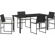 Lauko baldų komplektas Sodo valgomojo komplektas 5 pcs Juoda ir kreminė poliratanas
