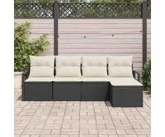 Lauko baldų komplektas Sofos komplektas 5 pcs Juoda poliratanas