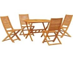 Lauko baldų komplektas Sodo valgomojo komplektas 5 pcs Ruda Kietos akacijos mediena