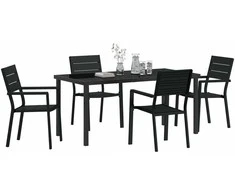 Lauko baldų komplektas Sodo valgomojo komplektas 5 pcs Juoda
