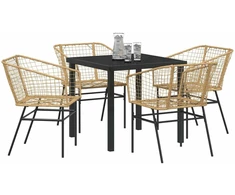 Lauko baldų komplektas Sodo valgomojo komplektas 5 pcs Ruda poliratanas