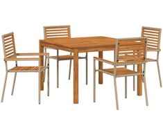 Lauko baldų komplektas Sodo valgomojo komplektas 5 pcs Smėlio Kietos akacijos mediena