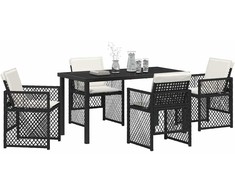 Lauko baldų komplektas Sodo valgomojo komplektas 5 pcs Juoda poliratanas