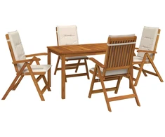 5-Piece Garden Dining Set Natūrali Kietos akacijos mediena
