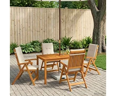 5-Piece Garden Dining Set Natūrali Kietos akacijos mediena