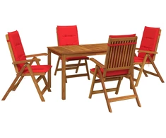 5-Piece Garden Dining Set Natūrali Kietos akacijos mediena