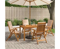 5-Piece Garden Dining Set Natūrali Kietos akacijos mediena