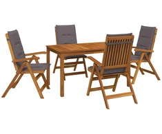 5-Piece Garden Dining Set Natūrali Kietos akacijos mediena
