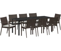 Sodo valgomojo komplektas 9 pcs Ruda ir juoda PE ratanas