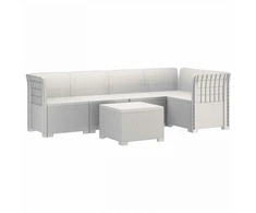 5-vietė sodo sofa Rataninio išvaizdos PP Balta