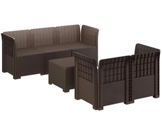 5-vietė sodo sofa Rataninio išvaizdos PP Ruda