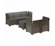 5-vietė sodo sofa Rataninio išvaizdos PP Šviesiai pilka