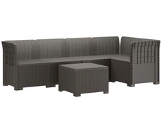 5-vietė sodo sofa Rataninio išvaizdos PP Šviesiai pilka