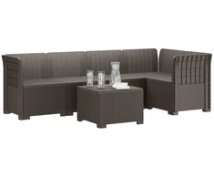 5-vietė sodo sofa Rataninio išvaizdos PP Šviesiai pilka