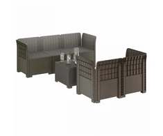 5-vietė sodo sofa Rataninio išvaizdos PP Šviesiai pilka