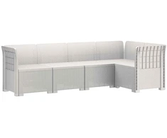 5-vietė sodo sofa Rataninio išvaizdos PP Balta
