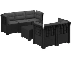 5-vietė sodo sofa su pagalvėlėmis Rataninio išvaizdos PP