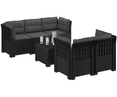 5-vietė sodo sofa su pagalvėlėmis Rataninio išvaizdos PP
