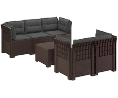 5-vietė sodo sofa su pagalvėlėmis Rataninio išvaizdos PP Ruda