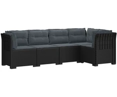 5-vietė sodo sofa su pagalvėlėmis Rataninio išvaizdos PP