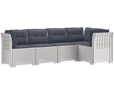 5-vietė sodo sofa su pagalvėlėmis Rataninio išvaizdos PP Balta