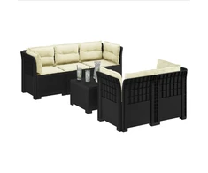5-vietė sodo sofa su pagalvėlėmis Rataninio išvaizdos PP