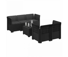 5-vietė sodo sofa su pagalvėlėmis Rataninio išvaizdos PP