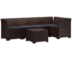 5-vietė sodo sofa su pagalvėlėmis Rataninio išvaizdos PP Ruda