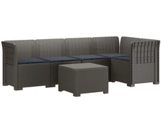 5-vietė sodo sofa su pagalvėlėmis Rataninio išvaizdos PP