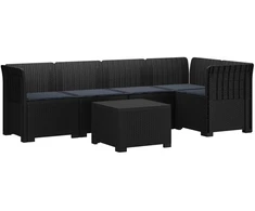 5-vietė sodo sofa su pagalvėlėmis Rataninio išvaizdos PP