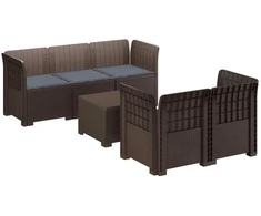5-vietė sodo sofa su pagalvėlėmis Rataninio išvaizdos PP Ruda